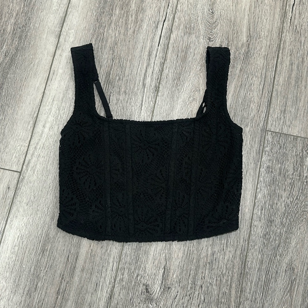 American Eagle Small Black Patterned Tank Top